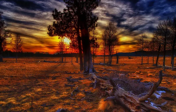 Landscape, sunset, mountain