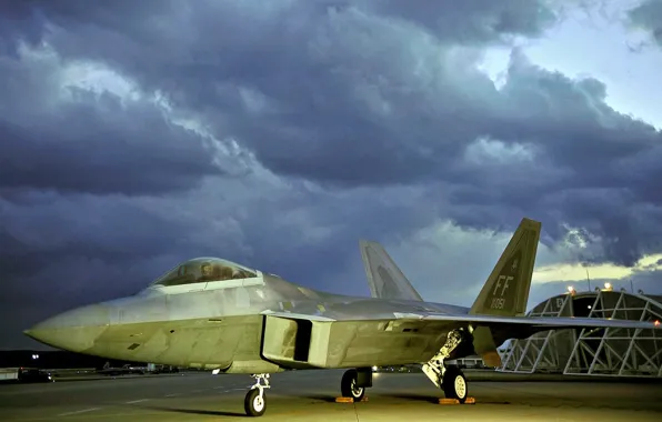 Hangar, the airfield, F-22, Raptor, Lockheed/Boeing, multi-role fighter, fifth generation