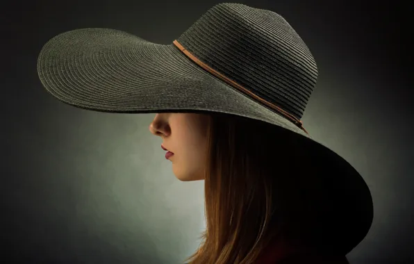 Picture girl, hat, profile