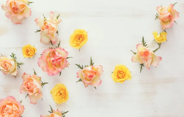 Wood, flowers, roses