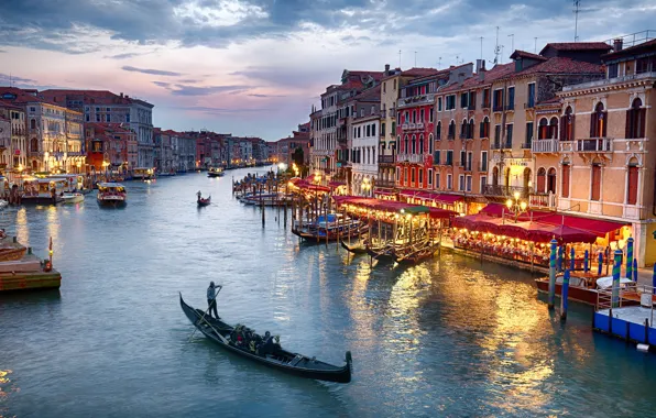 Channel, gondola, Venice