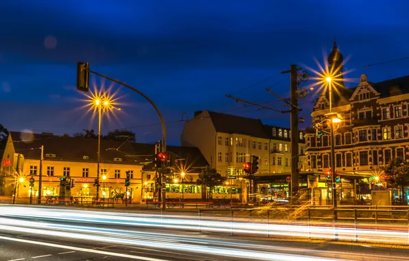 Picture road, night, lights, movement, street, HDR, home, excerpt