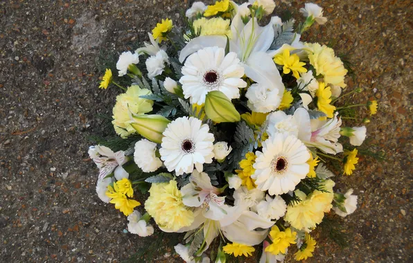 Flowers, photo, bouquet, gerbera, clove, alstremeria
