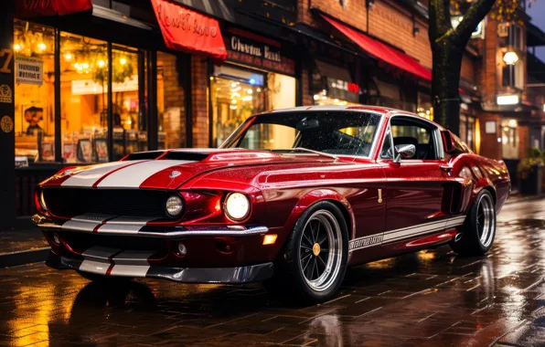 Picture car, red, ford, auto, art, street