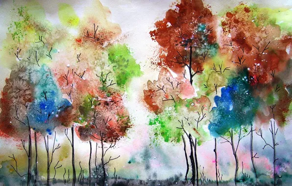 Landscape, picture, watercolor