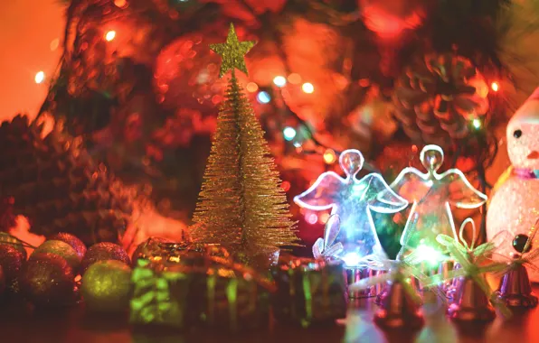 Wallpaper decoration, holiday, tree, new year, angel, decor