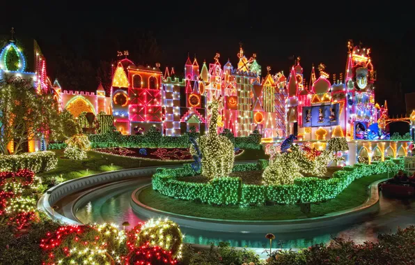 Picture night, lights, Park, garland, entertainment