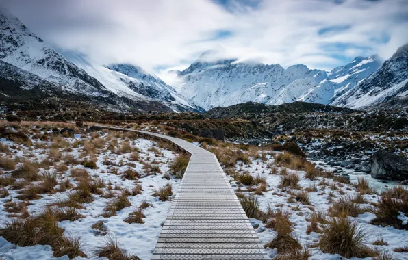 New Zealand, Mount Cook, Path to Aoraki, Aoraki Mount Cook National Park