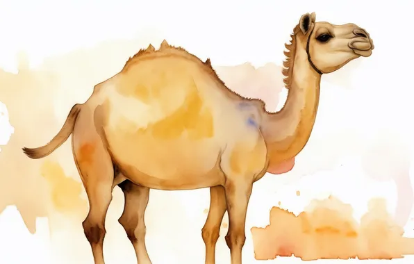 Animals, animal, figure, camel, watercolor, cub, animals, camels