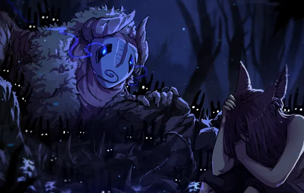 Forest, fear, spirit, girl, forest, Art, Katrin, fear