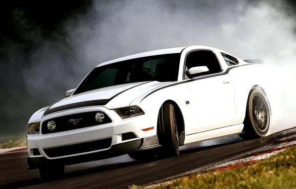Picture Smoke, Machine, White, Ford, Skid, Mustang, Drift, Drift