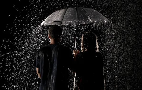 Picture drops, rain, umbrella, pair