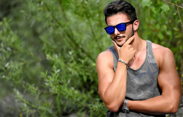 Picture background, glasses, guy, bokeh