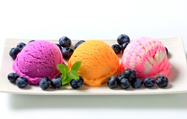 Picture colorful, plate, fruit, sweet, dessert, berries, delicious, ice cream