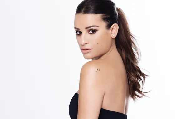 Look, portrait, makeup, actress, brunette, hairstyle, white background, singer