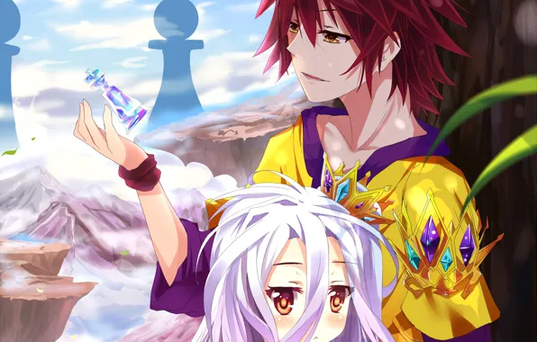 Anime, art, girl, guy, two, No Game No Life