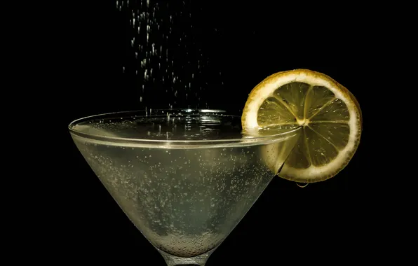 Lemon, glass, slice, cocktail, drink, glass