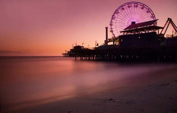 The ocean, pierce, Ferris wheel, promenade, California, Santa Monica, attractions, Amusement Park