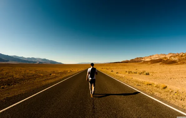 Picture road, desert, people, male