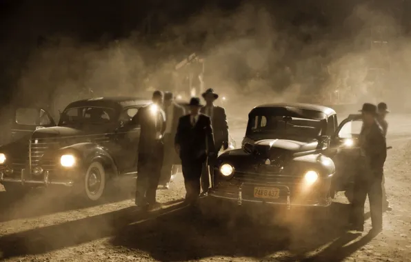 Sepia, Noir, black, gangsters, the great depression, vintage cars