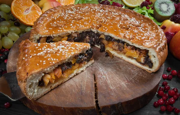 Pie, fruit, dried apricots, prunes