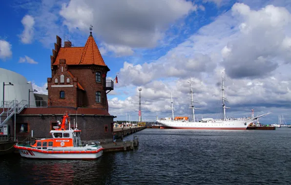 Picture sailboat, Germany, port, boat, Germany, bark, Stralsund, Stralsund