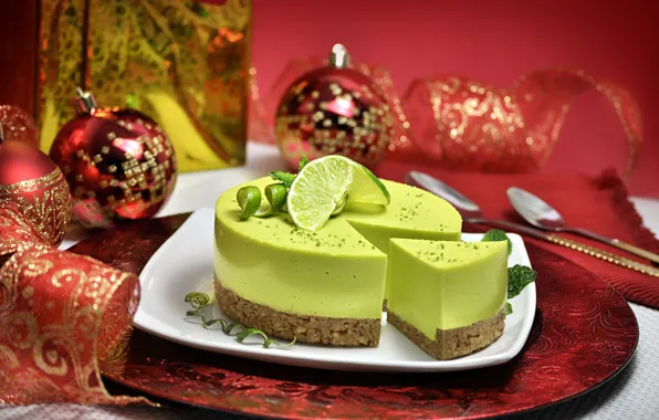 Picture balls, balls, plate, Christmas, cake, New year, lime