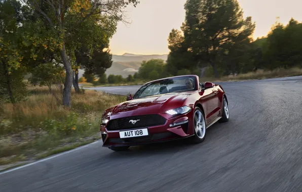 Ford, turn, convertible, 2018, dark red, Mustang Convertible