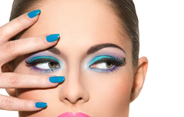 Picture eyes, make-up, Painted nails