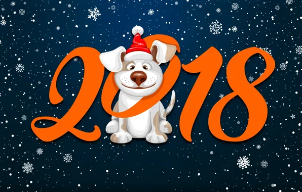 Winter, Minimalism, Dog, Snow, Background, New year, Holiday, Mood