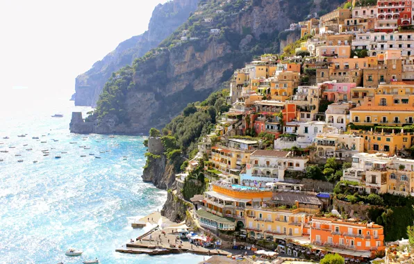 Sea, home, yachts, Italy, Amalfi, Positano