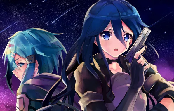 Anime, art, Sword art online, Sword Art Online, Kirito, Sinon
