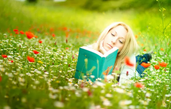 Picture summer, girl, book