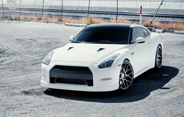 Nissan, white, wheels, japan, jdm, tuning, gtr, front