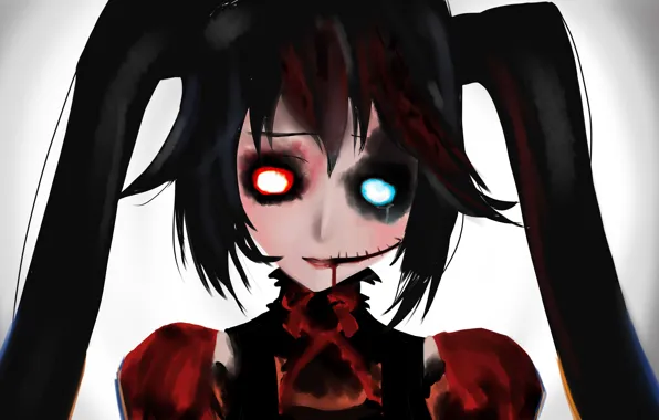 Girl, Gothic, blood, vocaloid, hatsune miku