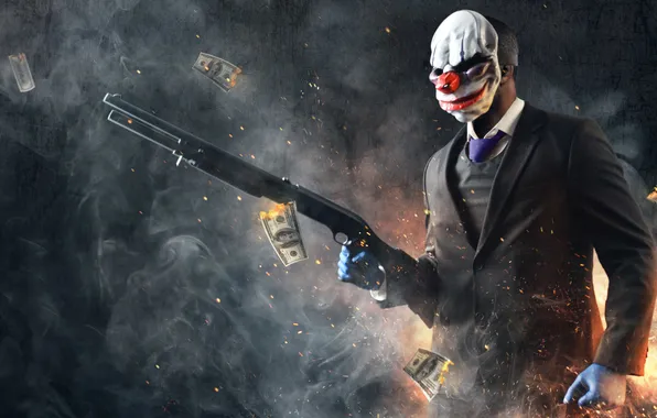 Picture Mask, Money, Shotgun, PayDay2