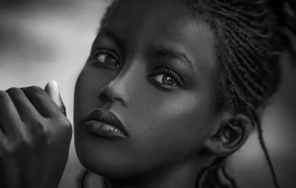 Look, girl, braids, black