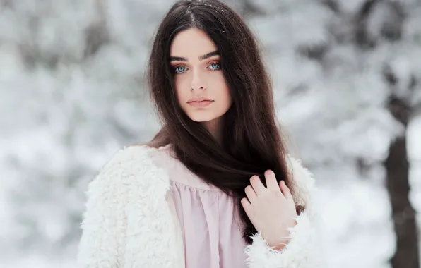 Picture winter, girl, brunette, coat