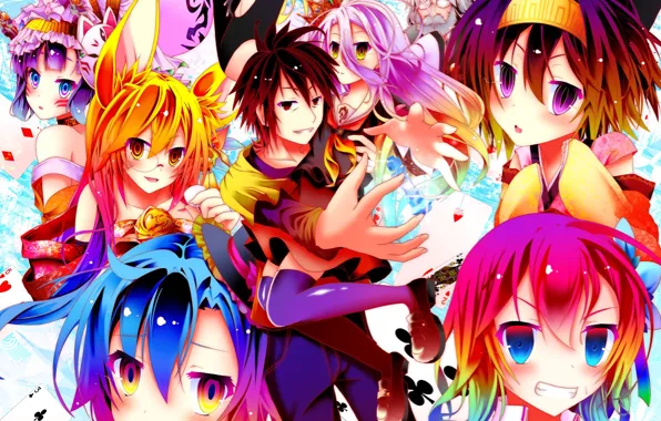 Girls, anime, art, guy, No Game No Life