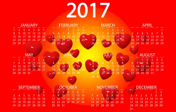 Picture yellow, red, design, background, graphics, new year, vector, heart