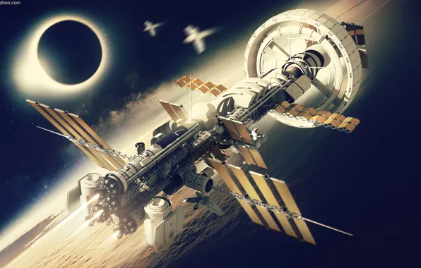 Planet, ships, Spaceship concept