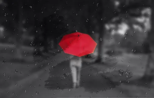 Picture glass, drops, umbrella
