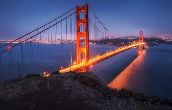 Picture bridge, the evening, USA, california, golden gate bridge