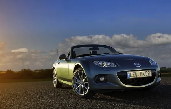 Picture The sky, Auto, Mazda, Asphalt, Mazda, Lights, The front, MX-5
