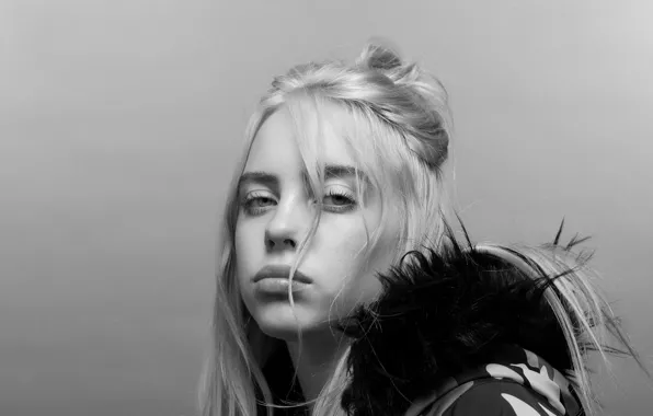 Black & white, blonde, singer, singer, black and white, Billie Eilish, Billy Iles