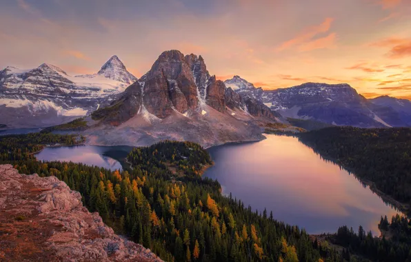 Autumn, forest, mountains, mountain, Canada, lake