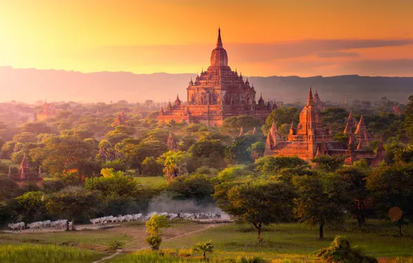 Picture nature, pagoda, mystery, mysterious, mystical, pagan, myanmar, plain