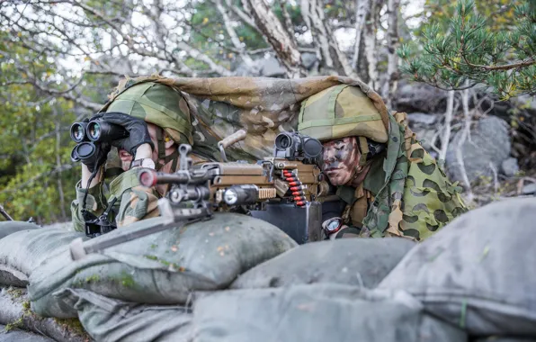 Forest, weapons, soldiers, machine gun, camouflage