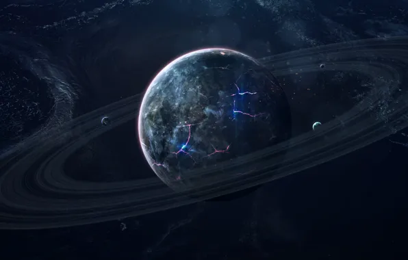 Planet, Space, Ring, Art, Space, Art, Ring, Satellite