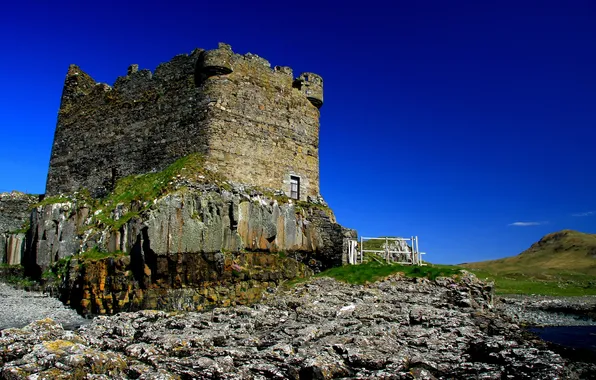 Stones, castle, tower, moss, ruins, Mingarry Castle